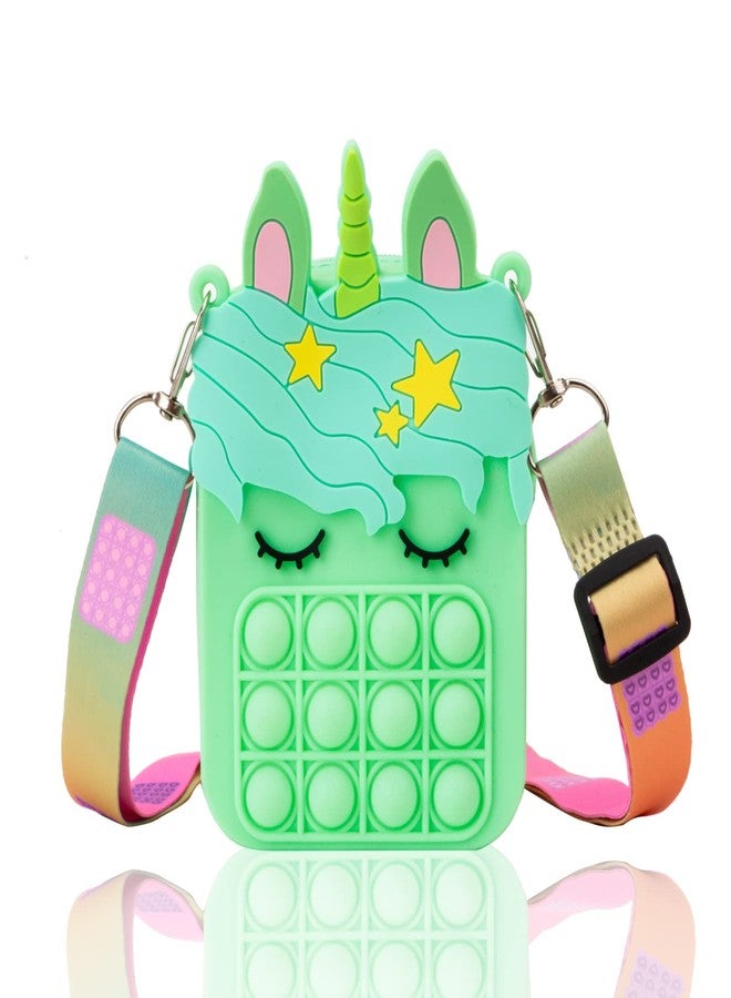 civan Unicorn Pop It Purse Fidget Toys for Girls, Kids Pop Sensory Popper Toy for ADHD Anxiety, Unicorn Birthday Gifts (Small Light Green, Small) - Image 1